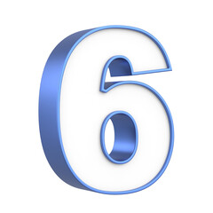3D Illustration of the Number Six.