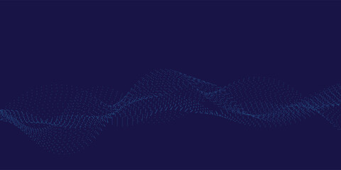Vector abstract blue background with dynamic blue waves, lines and particles.