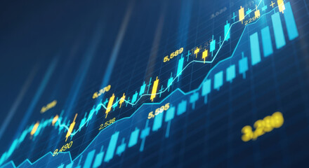 Financial Market Analysis A Dynamic Stock Market Chart Displaying Investment Trends and Economic Growth with Bullish Signals for Portfolio Management