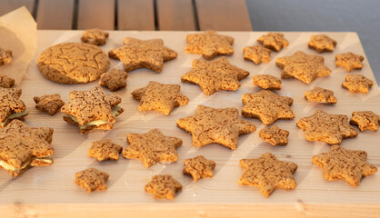 Homemade Gluten-Free Sugar-Free Star Cookies with Pear Sweetener and Pistachio Cream Filling