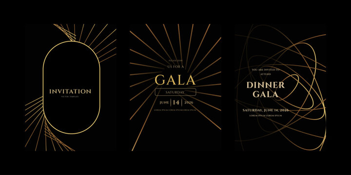 Gold Gala Invitation Templates  Art Deco Design Set for 2026