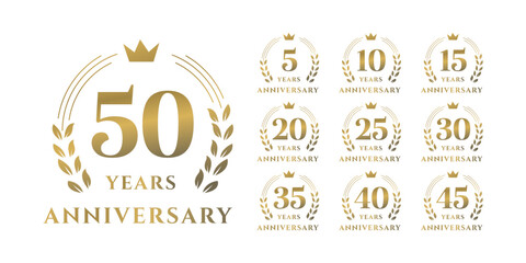 Premium Anniversary Logo Collection  5, 10, 15, 20, 25, 30, 35, 40, 45, 50 Years