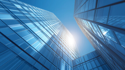 Fototapeta premium Modern Skyscraper with Sunlight Reflection