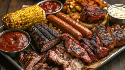 Delicious Platter of Grilled Meats and Sides for Summer Barbecue