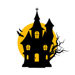 Simple Haunted House Halloween Silhouettes