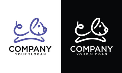 Creative dog pet care outline line art monoline logo vector icon