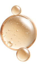 Transparent Beige Gel Drops with Smooth Texture on Transparent Background