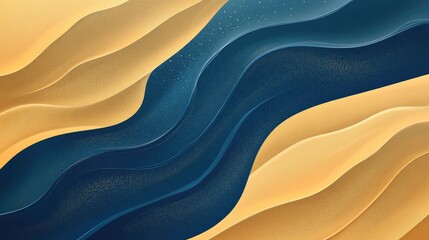 Abstract Waves in Golden and Blue Tones for Modern Design