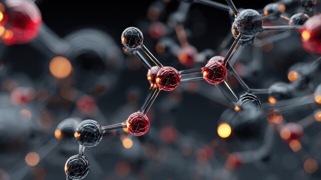 molecular structure red and black atoms