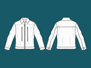 fashion technical drawing apparel template jacket mock up illustration textile clothing denim fabric