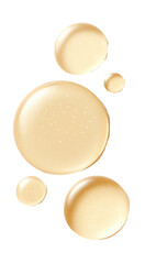 Transparent Beige Gel Drops with Smooth Texture on Transparent Background