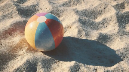 Obraz premium Realistic beach ball resting on sandy shore detailed