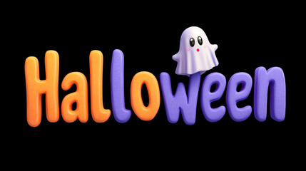 Colorful Halloween lettering with cute ghosts.