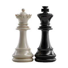 Super Realistic 3D Render of Two Opposing Chess Pieces on Transparent Background