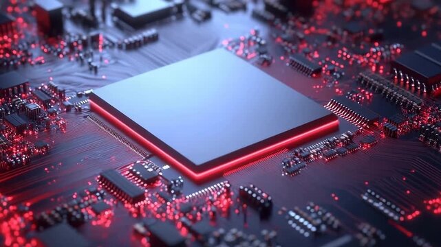 Gen Turbo zoom slow pan over high-tech circuit board