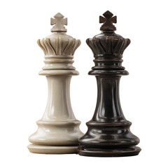 Super Realistic 3D Render of Two Opposing Chess Pieces on Transparent Background