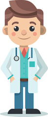Flat illustration of a smiling male doctor icon isolated on white transparent background vector eps png jpg business people clipping path cutout 2025 2026 4k full hd poster banner label download