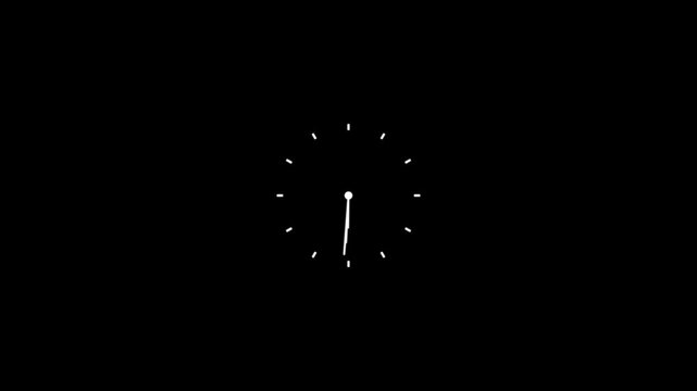 clock face animation video , 24 Hours Animated Clock.simple clock face with hour and minute hands , Clock spinning, watch animation on transparent background
