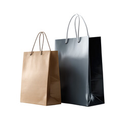 Two Shopping Bags Placed Diagonally on Transparent Background