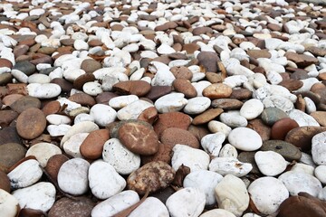 Round stones on ground perspective view background
