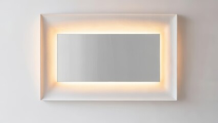 White framed mirror with LED light strip