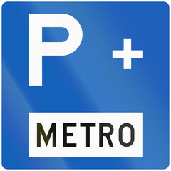 Obraz premium Road sign in Finland - Park and Ride with metro