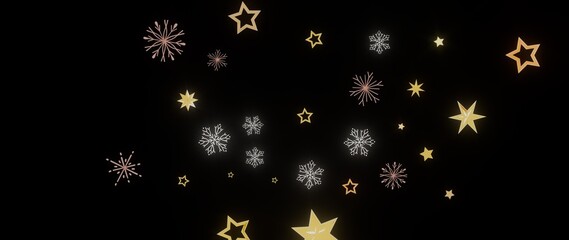 Festive winter background with golden stars and snowflakes. Perfect for Christmas, New Year, or winter holidays.