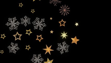 Festive winter background with gold stars and snowflakes. Perfect for Christmas, New Year, and holiday designs.