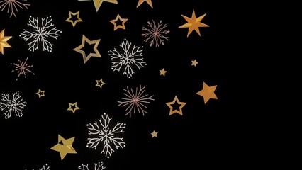 Elegant winter background with gold stars and snowflakes. Perfect for holiday designs, cards, and more.