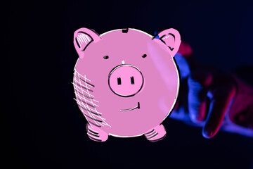 Digital illustration of a piggy bank, symbolizing saving, finance, and wealth.