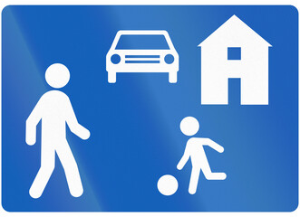 Regulatory road sign in Finland - Living street