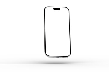 Clean smartphone mockup with blank screen, perfect for app presentations or website design. Isolated on white.
