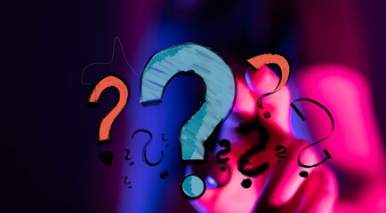 Abstract image of question marks in vibrant colors, symbolizing choices, uncertainty, and the path ahead.