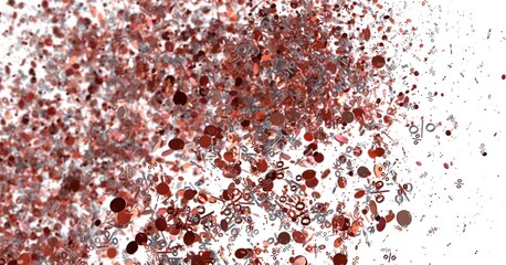 Abstract background image of red and gray percentage symbols in confetti style. Perfect for sales and discounts.