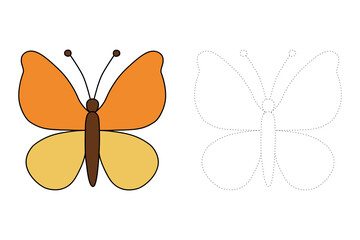 Doodle butterfly coloring pages spring worksheets printable for kids activity, Kindergarten and preschool. Trace and color butterfly printable. Cozy coloring page. Coloring page animal butterfly.