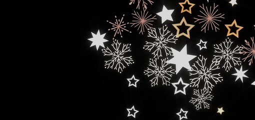 Festive winter design with stars and snowflakes. Perfect for holiday cards, backgrounds, and more.