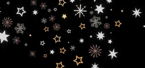 Festive background with stars and snowflakes. Perfect for winter holidays, Christmas, New Year designs.