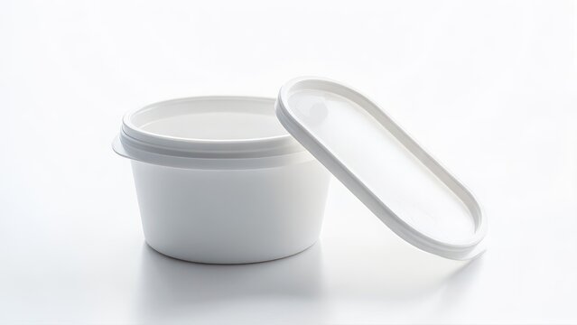 White plastic food container with lid