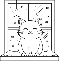 Christmas Cat Vector Clipart