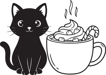 Christmas Cat Vector Clipart