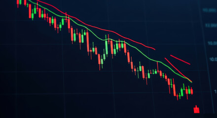 Illustrating Market Downturn A Stock Market Chart Displaying a Downward Trend Indicating Economic Decline and Potential Financial Losses for Investors and Traders