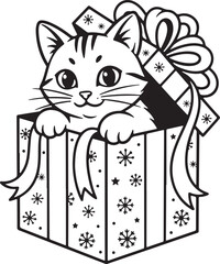 Christmas Cat Vector Clipart