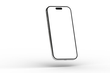 High-quality stock photo of a modern smartphone with a blank screen, perfect for app presentations or website designs. Isolated on white background.