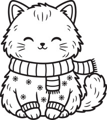 Christmas Cat Vector Clipart