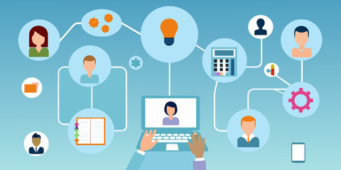 Diverse team collaborating on a project using technology and sharing ideas for success