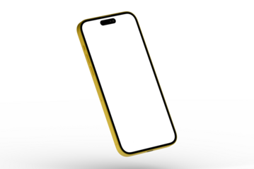 High-quality image of a yellow smartphone with a blank screen, perfect for app presentations or website designs. Download now!