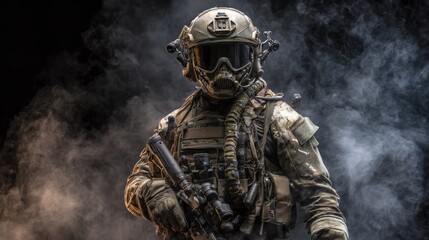 Fototapeta premium Military specialist in tactical gear