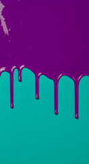 Vibrant Purple Paint Dripping on a Teal Background
