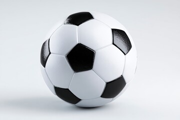 Naklejka premium Black and White Soccer Ball on Light Gray Background