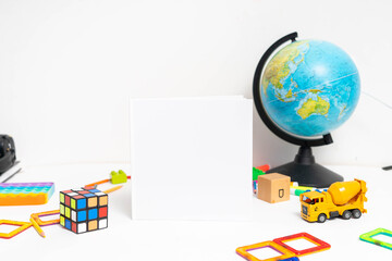 Blank book cover for mock up with laptop, smartphone